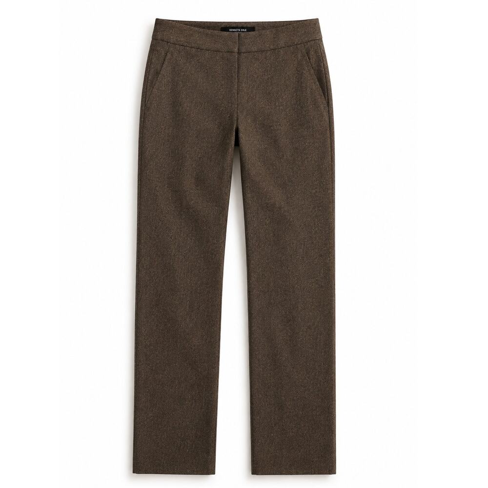 Kenneth Cole Reaction Women 6 Brown Tweed Dress Pants Trouser Mid Rise Bootcut